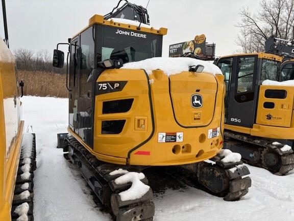 75 P TIER EXCAVATOR GEN A - Cab w/ AC; Rubber Pads; 18" Pads; Aux Hydraulics, Coupler, Hydraulic Thumb; 24" Bucket; w/ Blade