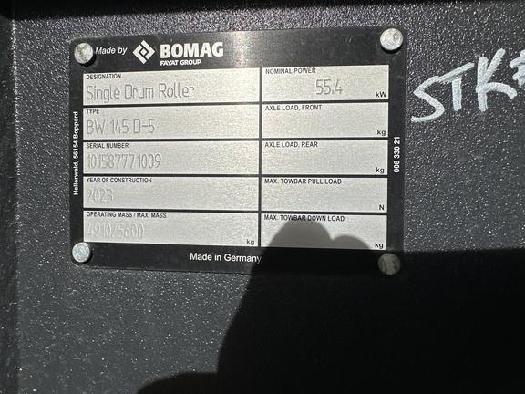 2023 Bomag BW145D-5 ROLLER-ROPS-56" SINGLE SMOOTH Drum