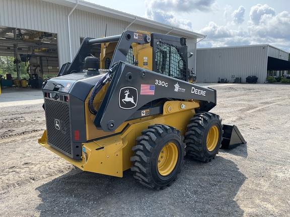 2023 John Deere 330G SKID STEER LOADER BASE - Cab w/ AC, ISO Pattern, Joystick Controls, Air Ride Seat; 2 Speed; 14x17.5 Tires; General Purpose Bkt; Options: Camera, Self-Leveling, Ride Control, 2 Speed, Hi-Flo