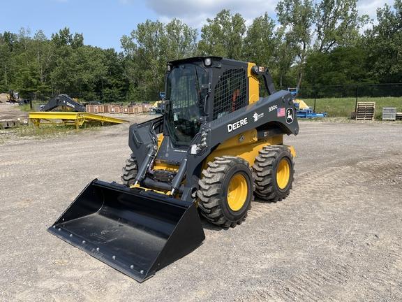 2023 John Deere 330G SKID STEER LOADER BASE - Cab w/ AC, ISO Pattern, Joystick Controls, Air Ride Seat; 2 Speed; 14x17.5 Tires; General Purpose Bkt; Options: Camera, Self-Leveling, Ride Control, 2 Speed, Hi-Flo