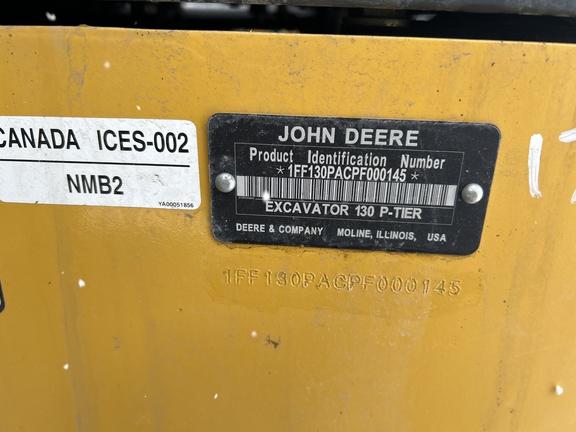 2023 John Deere 130 P EXCAVATOR; Cab w/ AC; Standard Boom; Rubber Tracks; 24" Pads; w/ Blade