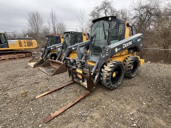332G SKID STEER LOADER BASE - Cab w/ AC, ISO Pattern, EH Joystick Controls, Hi-Flo; Ride Control; Self-Leveling; Forks; Beefy Baby Tires