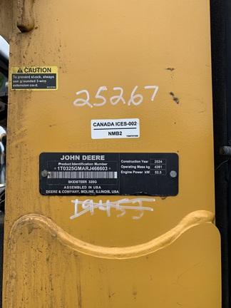 325G COMPACT TRACK LDR BASE - Cab w/ AC, ISO Pattern, EH Joystick Controls, Air Ride Seat, Hi-Flo; Ride Control, 2 Speed; Self-Leveling; Weights; Rubber Tracks; 78" Bucket