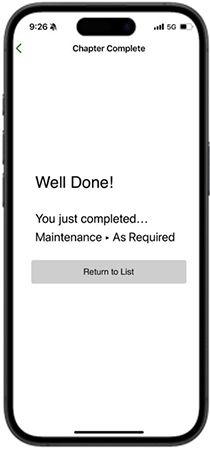 Completion screen