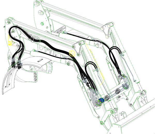 Concealed oil lines through boom arm