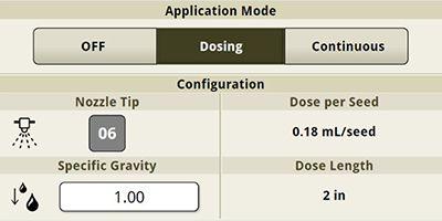 Dosing mode screen on G5 display