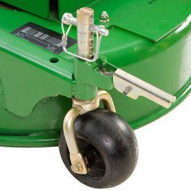 Gauge wheel quick-release pin in unlocked position