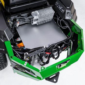 Sealed battery, on-board charger, and electronics shown on Z370R with rear cover removed