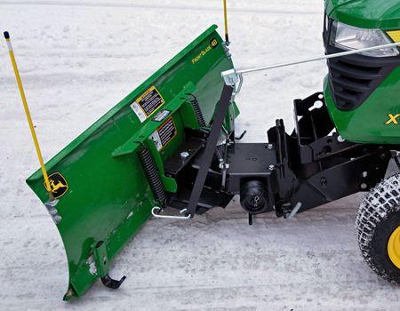 Front blade with heavy-duty construction (shown with optional angling and blade markers)