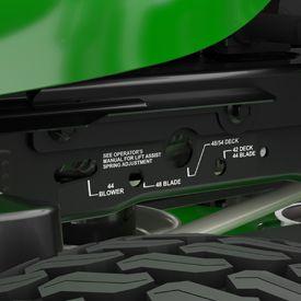 Close-up of lift-assist spring decal