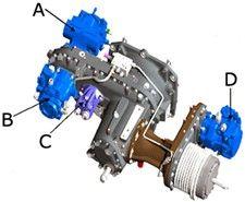 Power distribution gearbox with hydraulic pumps