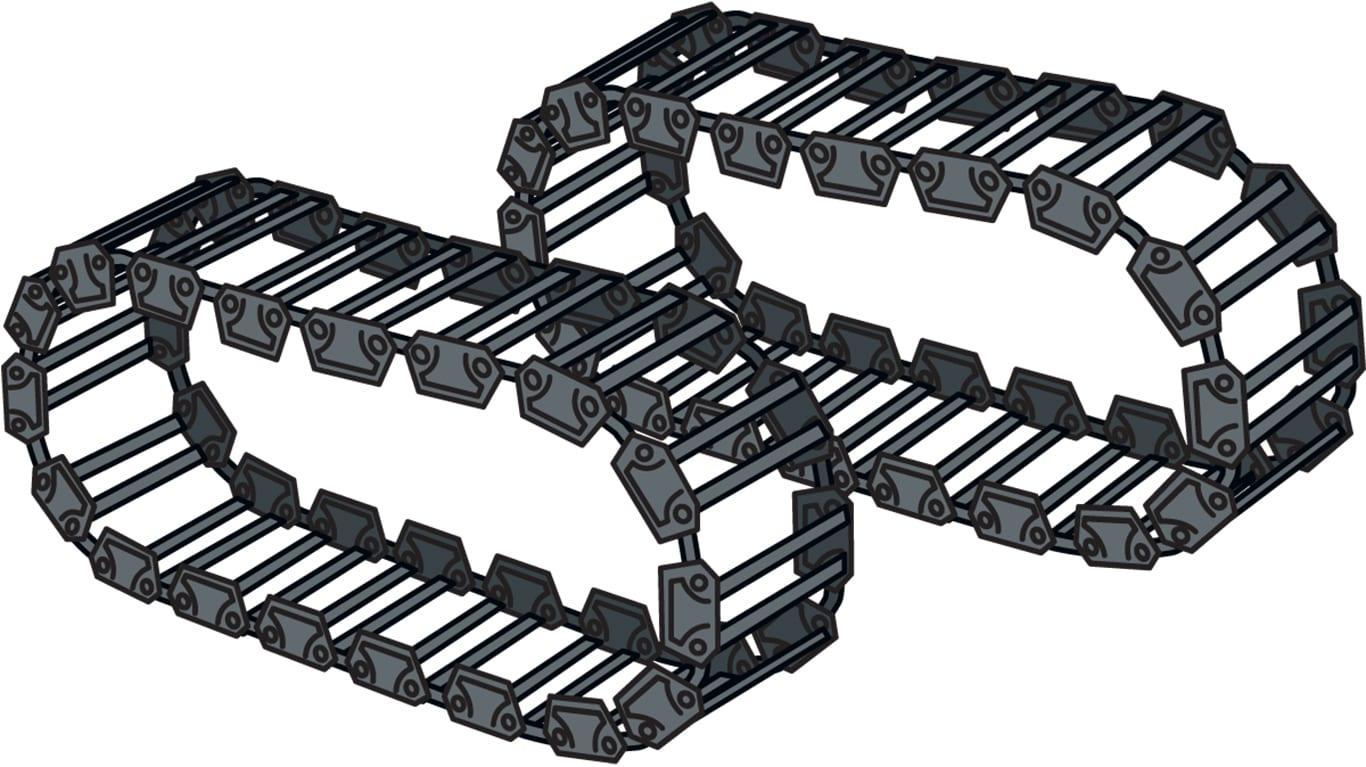 Steel Track attachment on a white background