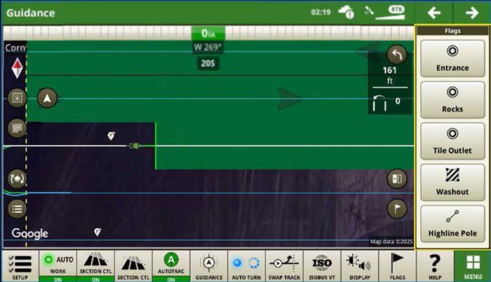 View of run page with flag options