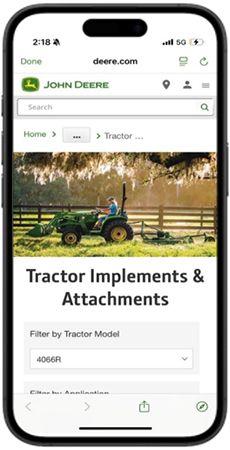 Use filters to view compatible attachments in the Equipment Mobile app