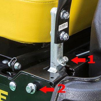 Motion-control lever gap (1) and tracking (2) adjustments