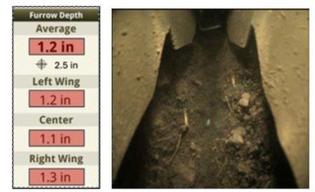 Depth - Comparing target depth (e.g., 2.5 in) to actual depth readings across the Left, Center, and Right sections