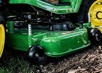 Left side of Accel Deep 48A Mower Deck (shown on X584 Tractor)