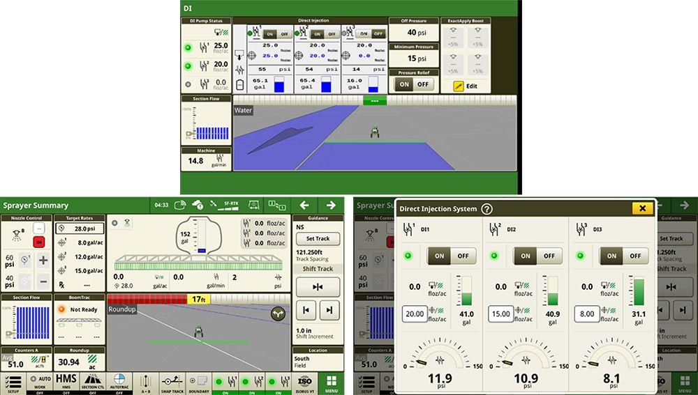 Precision made simple. The John Deere QT Hybrid user-interface with enhanced ISO-VT for ExactInject puts the Direct Injection control right at your fingertips.