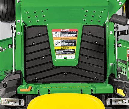 Foot platform easily removed for access to mower