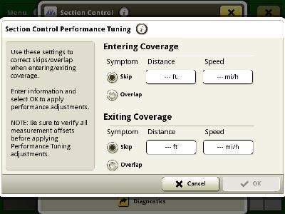 Enter distance and speed information for tuning