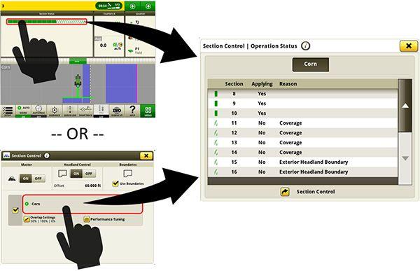 Section Control diagnostic table
