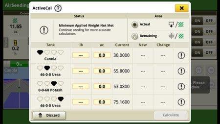 ActiveCal status page with MDV values