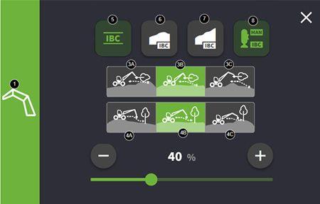 Boom trajectory menu for wheeled harvesters on secondary display unit