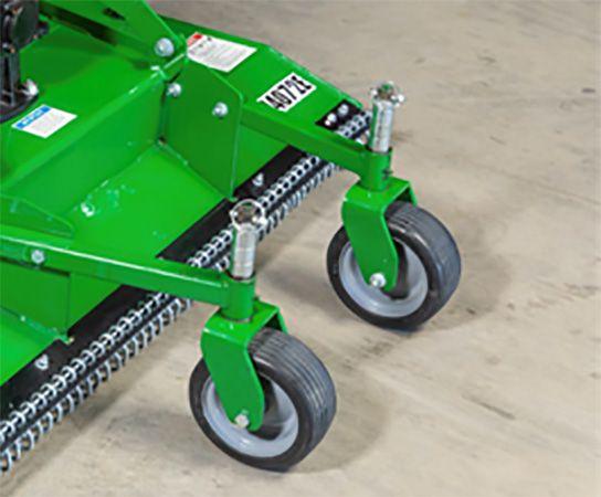 Four caster wheels follow ground contours