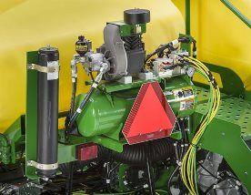 Accumulator is mounted near the air compressor to absorb any spikes of pressure