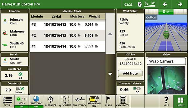 Harvest Identification, Cotton Pro run page
