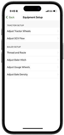 Equipment Setup section on Equipment Mobile app