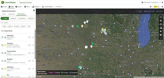 Visual display of fleet and work order locations