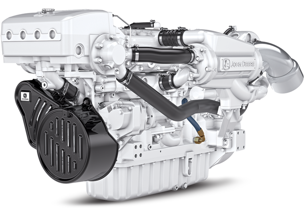 left-front view of marine generator engine 6090SFM85 studio rendering