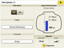 View cumulative fertilizer tank levels on both 8RX ExactRate tanks and planter liquid fertilizer tank levels on the G5 CommandCenter Display