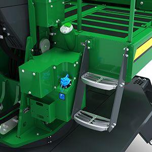 Fuel and diesel exhaust fluid (DEF) fill locations on a 437E