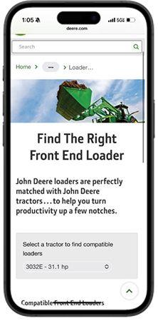 View compatible loaders in the Equipment Mobile app