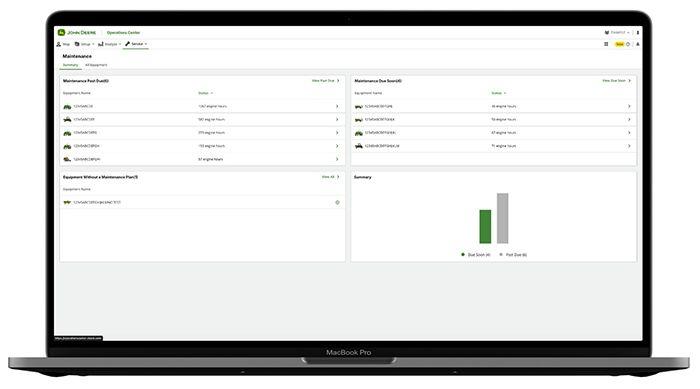 Quickly see upcoming or past due maintenance needs for all equipment in your fleet.