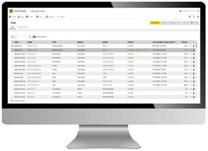 Fleet page in John Deere Operations Center PRO Golf