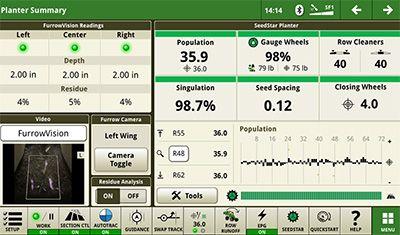 Planter Summary Run Page with Residue Analysis ON