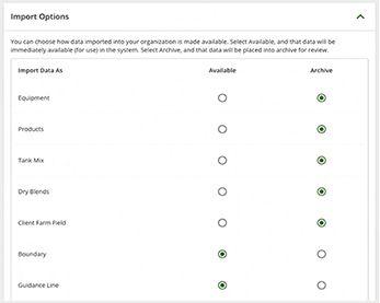 Operations Center Import Options scale to customize organizational needs