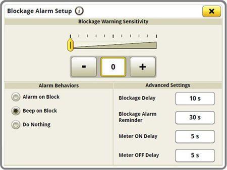 Blockage sensitivities and alarm delays are all set up on one easy-to-navigate screen