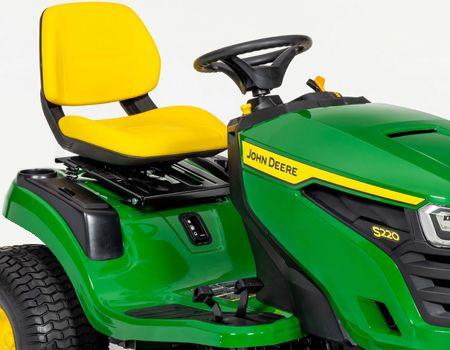 Comfortable operator station shown with 48-in. (122-cm) mower deck