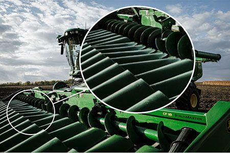 X9 1000 Combine with CF 18 Corn Head with five center crop dividers with High Slope