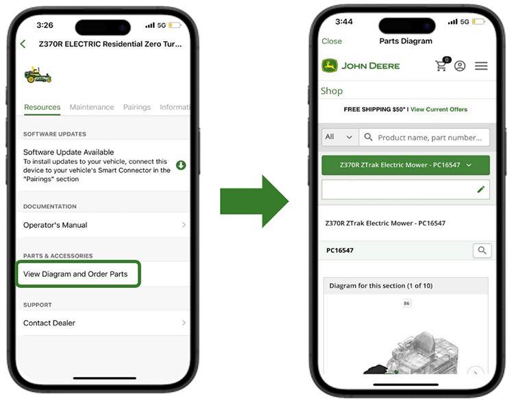 Use Equipment Mobile to find the right parts with Shop.Deere.com