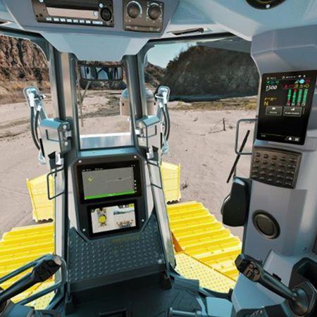 John Deere 850 P-Tier dozer cab interior equipped with Advanced Vision and SmartGrade™