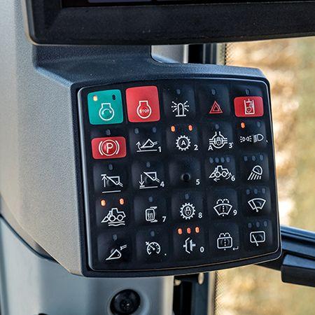 Updated sealed switch module (SSM) mounted on the right side cab post beneath the monitor