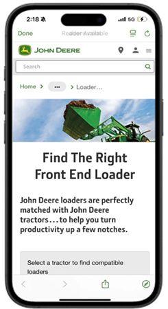 View compatible loaders in the Equipment Mobile app