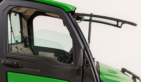 Partially-open door windows and fully-open windshield