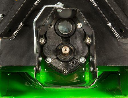Close-up of heavy-duty helical gearbox