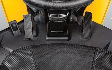 View of foot pedals from the seat